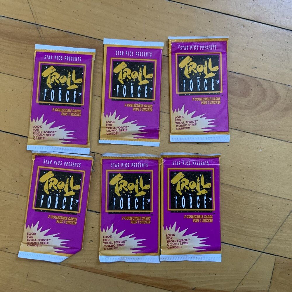1992 Troll Force Trading Card Packs. Lot Of 6 NEW
